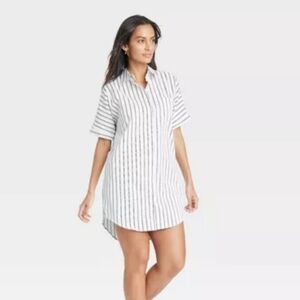 A New Day Short Sleeve Cotton Mini Shirtdress